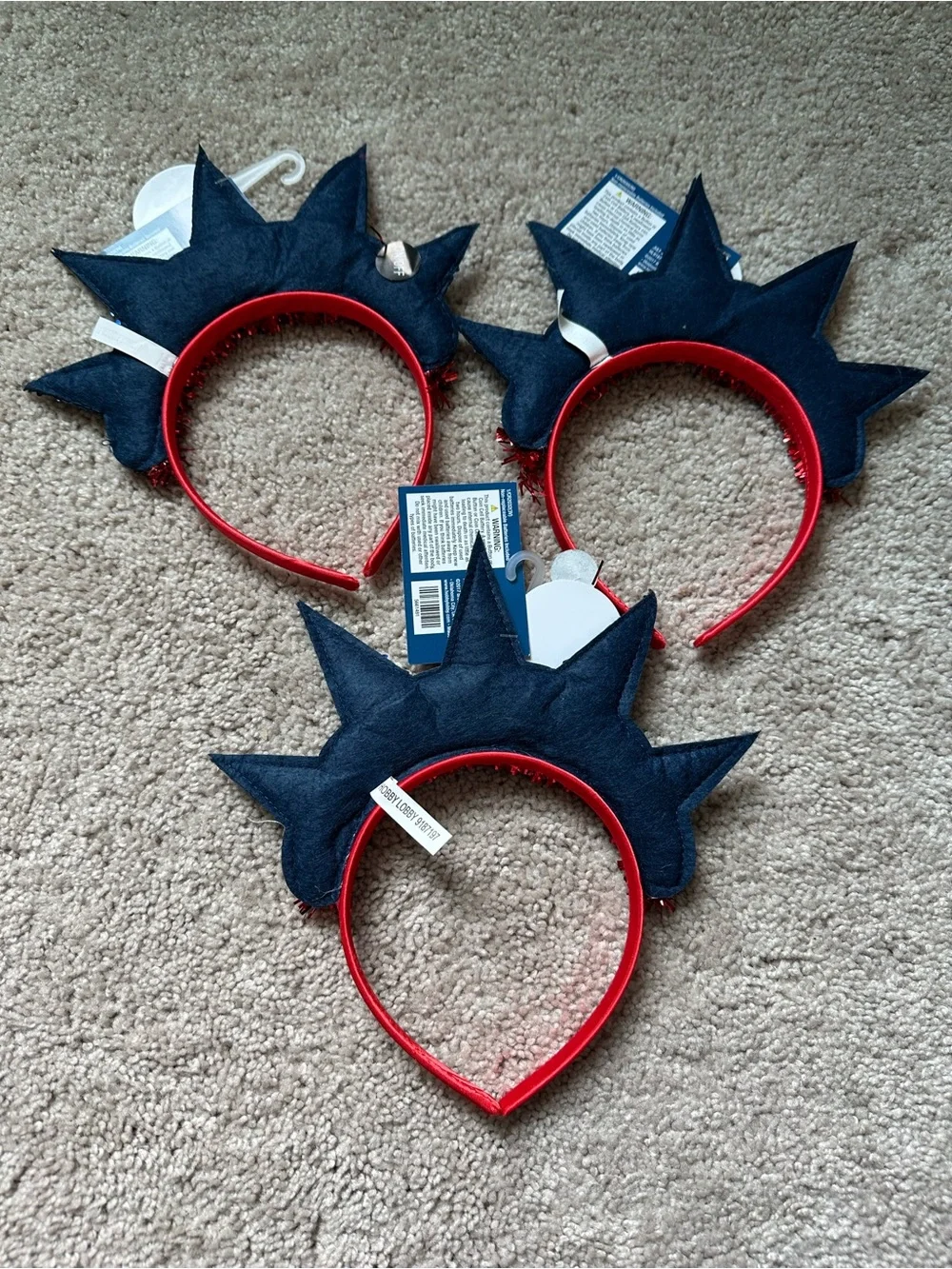 Three Patriotic Light-Up Star Headband - Red and Blue